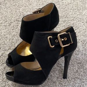 Black suede heels